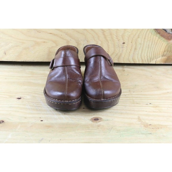 Born Shoes 8 Womens Brown 39 Leather Mules Clogs Wedge Slip Ons Comfort - Picture 2 of 7